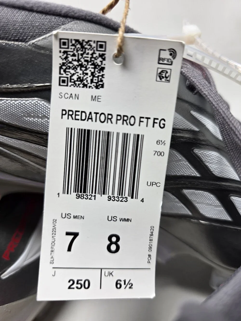 Adidas Predator Pro Tongue FG Football Soccer Cleats Grey Mens Size 7 JR3324 New